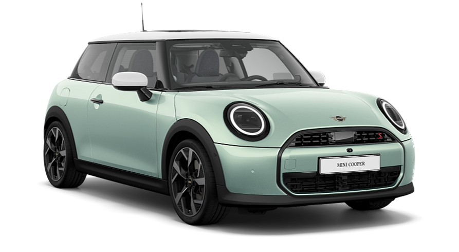 MINI Cooper 3‑Door in multiple official MINI paint colours showcasing exterior customisation options in a rotating studio-style video.